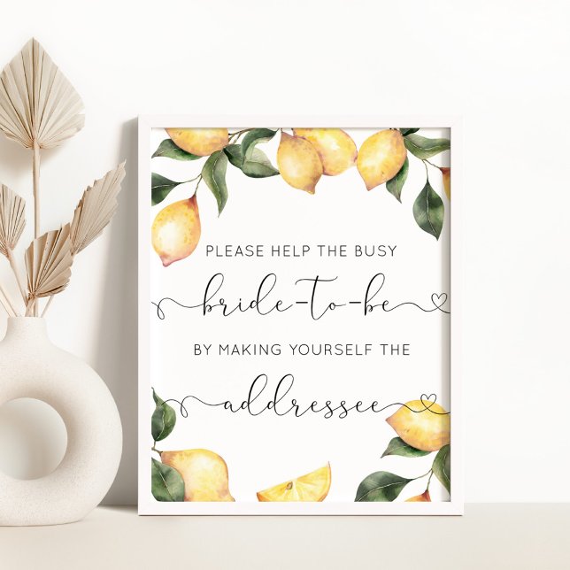 Poster Lemon ajudará a noiva ocupada a tratar de um envel (Criador carregado)