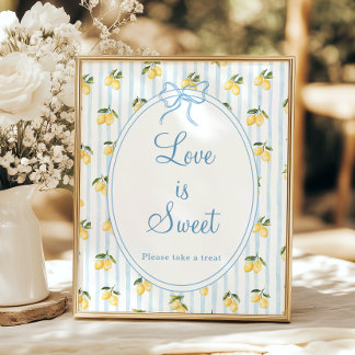 Poster Lemon Blue Stripe O Amor Italiano é Doce