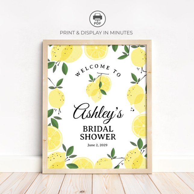 Poster Lemon Bridal Shower Welcome Sign (Criador carregado)
