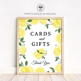 Poster Lemon "Cards and Gifts" Bridal Shower sign