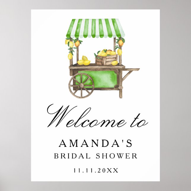 Poster Lemon Citrus - bridal shower welcome sign (Frente)