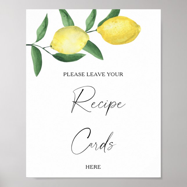 Poster Lemon Citrus - Seu cartão de receita aqui (Frente)