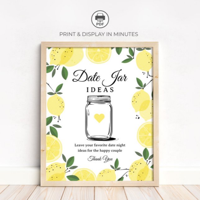 Poster Lemon Date Jar Ideas Sign Printable Sign (Criador carregado)