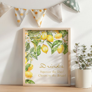 Poster Lemon Floral Drinks Cartaz de Chá de Noiva