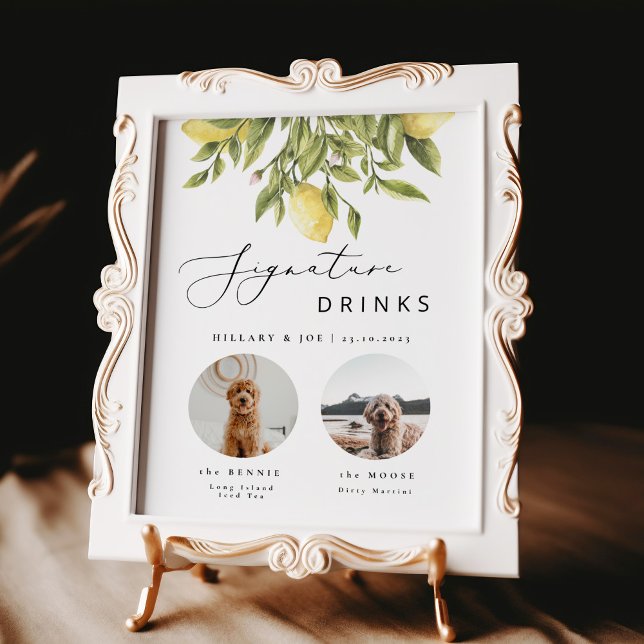 Poster Lemon Mediterrânica pet Wedding Signature Drinks (Criador carregado)