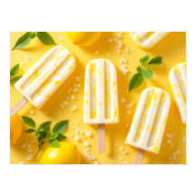 Lemon Popsicle Summer Food Pattern Yellow
