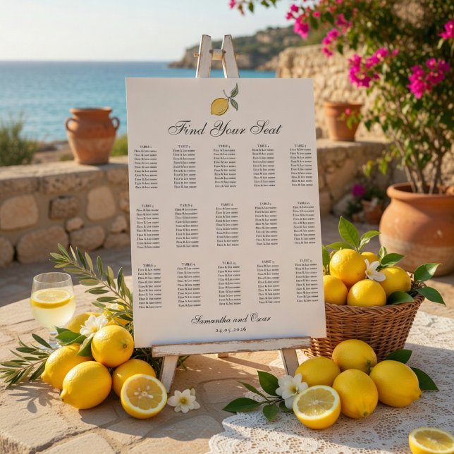 Poster Lemon Wedding Seating Chart | Amalfi Coast Wedding (Criador carregado)