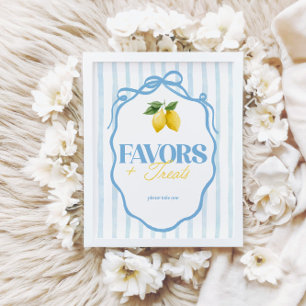 Poster Lemon Whimsical Blue Girls Favorece e marca ameaça