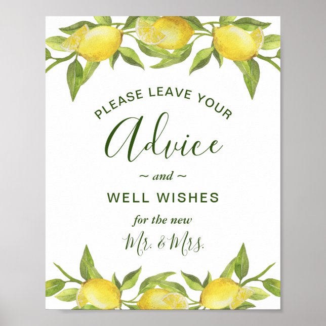 Poster Lêmons Brilhante Chic Advice e well Wish Sign (Frente)