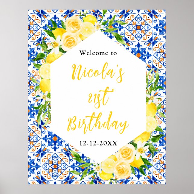 Poster Lemons Mediterranean Birthday Welcome (Frente)