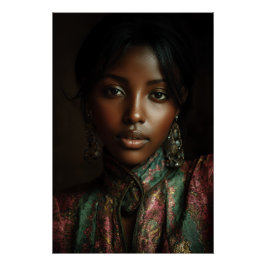 Pôster Lenço de Cabeça com Retrato de Melanina Brilho Dou