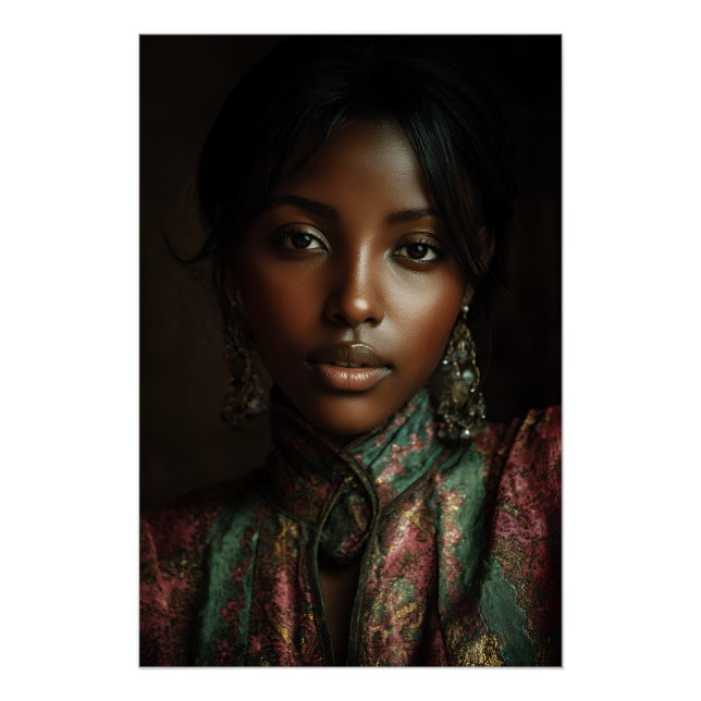 Pôster Lenço de Cabeça com Retrato de Melanina Brilho Dou (Frente)