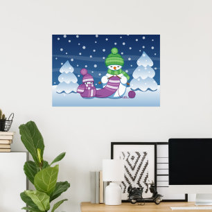 Pôster Lenço de confecção de malhas do boneco de neve