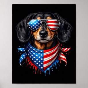 Poster Lenço para Dachshund 4 de Julho Amantes de Cães Pa