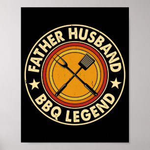 Poster Lenda do pai marido churrasco do quintal grelhar
