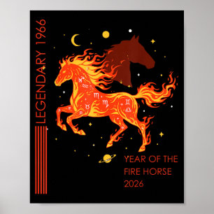 Poster Lendário cavalo de fogo 1966 aniversário de 60 ano