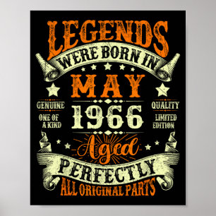 Poster Lendas nascidas em maio de 1966 vintage 60º aniver