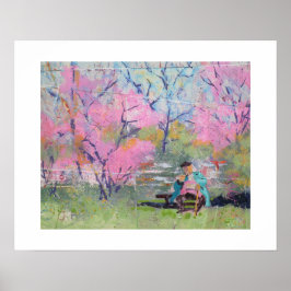 Poster Lendo Sua Carta Redbuds / Artista Larry Lerew