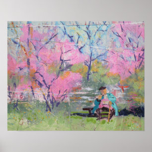 Poster Lendo Sua Carta Redbuds / Artista Larry Lerew