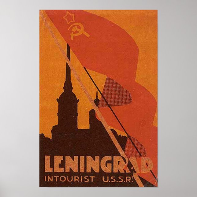 Poster Leningrado URSS Rússia Soviética Viagem russo (Frente)