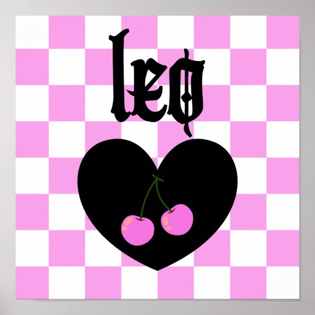Poster Leo Gothic Aestética Checkered Cherry Art (Frente)