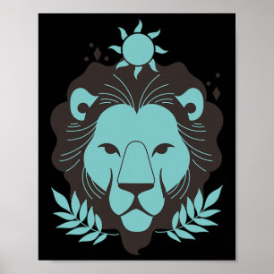 Poster Leo Lion Halloween Astrologia do Horoscópio Zodiac