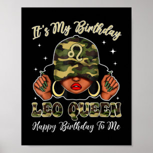 Poster Leo Queen Black Woman com Boné Camo It's My Bi