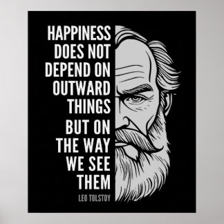 Poster Leo Tolstoy Citação Inspirativa: Felicidade