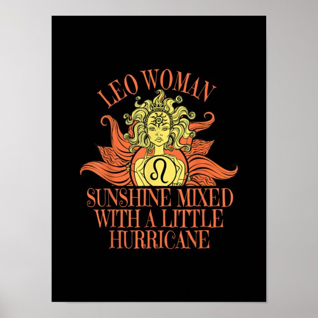 Poster Leo Woman Zodiac Sinal Julho Aniversário (Frente)
