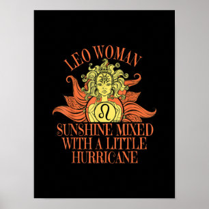 Poster Leo Woman Zodiac Sinal Julho Aniversário