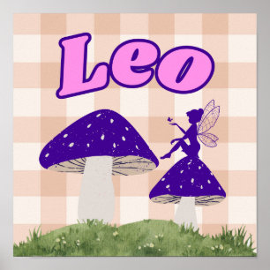 Poster Leo Zodiac Cottagecore Fairy Mushroom