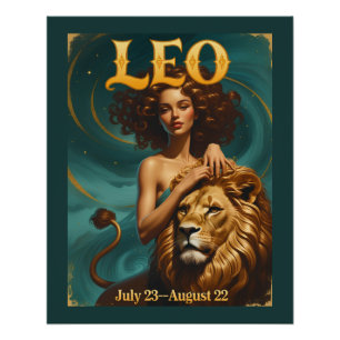Pôster Leo Zodiac Julho Agosto Leão Aniversário