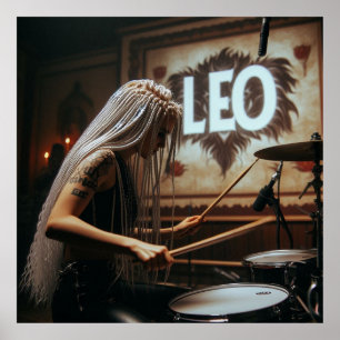 Poster Leo Zodiac Musical Drums