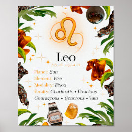 Poster Leo Zodiac - Sinal de Estrela Y2K Branco 4:5 Poste