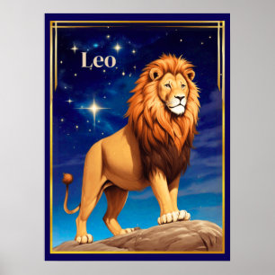 Poster Leo Zodiac - Sinal debaixo de um céu estrelado