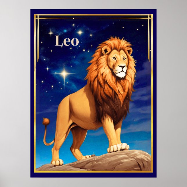 Poster Leo Zodiac - Sinal debaixo de um céu estrelado (Frente)