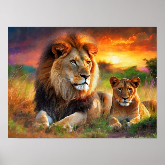 Poster Leoa com Filhote (Frente)