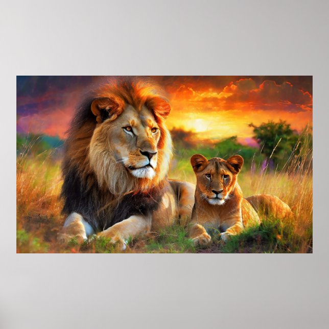 Poster Leoa com Filhote (Frente)