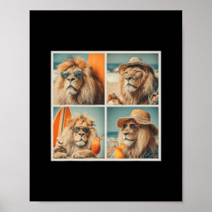 Poster Leões Legais Com Óculos de Sol Animais de Praia Fé