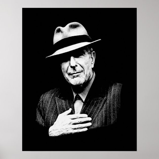 Poster Leonard Cohen - Lenda de Música Preta e Branca (Frente)