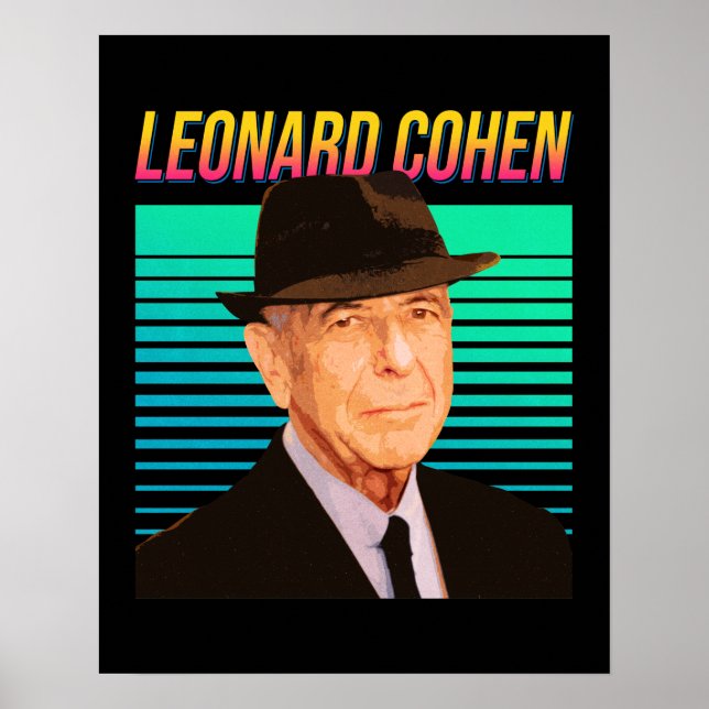 Poster Leonard Cohen Retro Retrato (Frente)