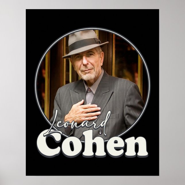 Poster Leonard Cohen Retro Retrato FanArt Tributo (Frente)