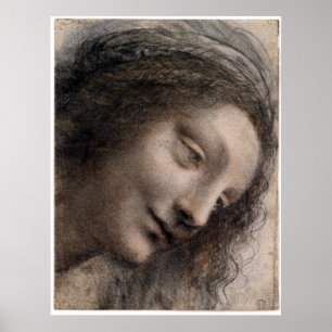 Pôster Leonardo da Vinci a cabeça do Virgin