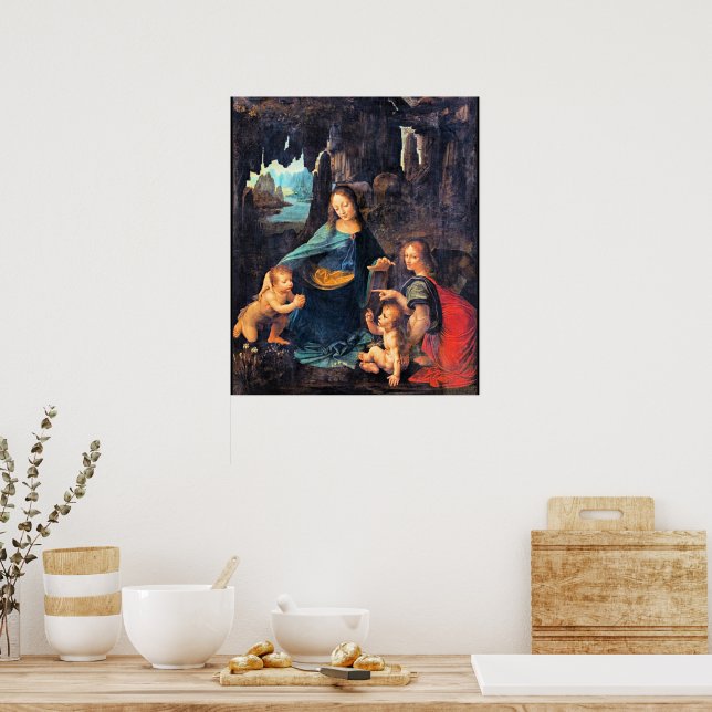 Poster Leonardo da Vinci - A Virgem das Rochas, | Zazzle Brasil