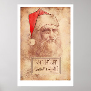 Poster Leonardo da Vinci cómico como o papai noel