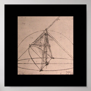 Pôster Leonardo da Vinci, design para um compasso