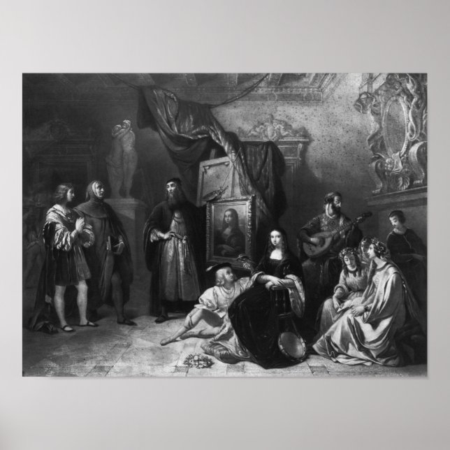 Pôster Leonardo da Vinci pintando o Gioconda (Frente)