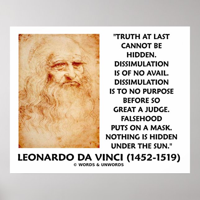 Poster Leonardo da Vinci Verdade Não Pode Ser Escondido (Frente)