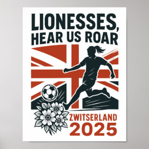 Poster Leonas, Ouça-nos Rugir – Futebol Feminino Inglês