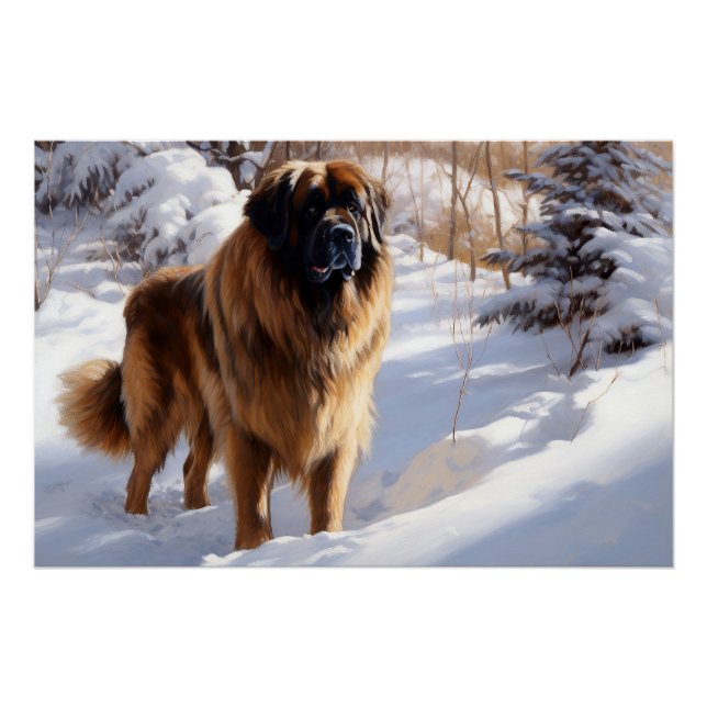 Pôster Leonberger Deixe Nevar Natal (Frente)